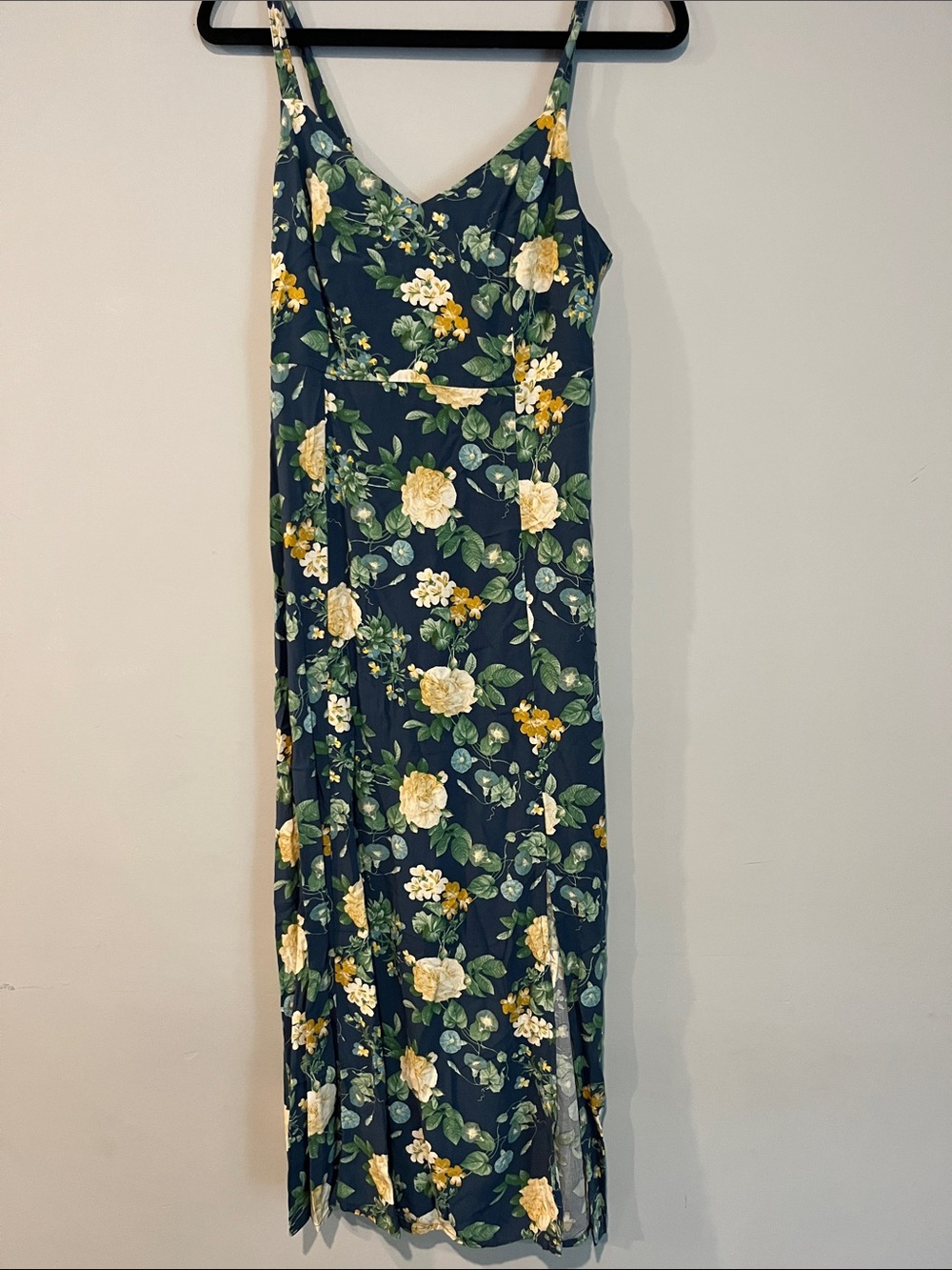 Old Navy Navy Floral Slip Dress with Yellow & Cream Roses